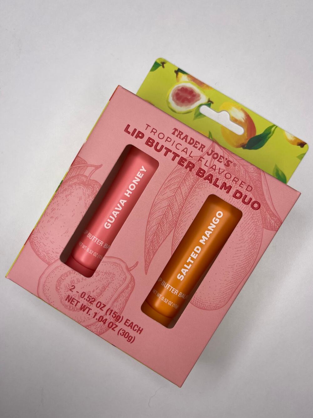 Trader Joe's — Lip Butter Balm Duo Guava Honey + Salted Mango Gift Set Box — NEW